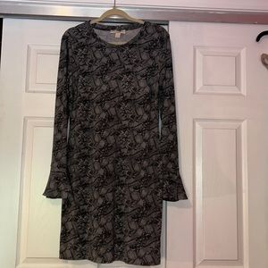 Lace print long sleeve dress